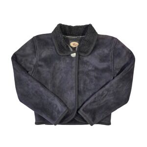 County Clothing Co Black Faux Suede Shearling Jacket Sherpa Lined Medium Boho